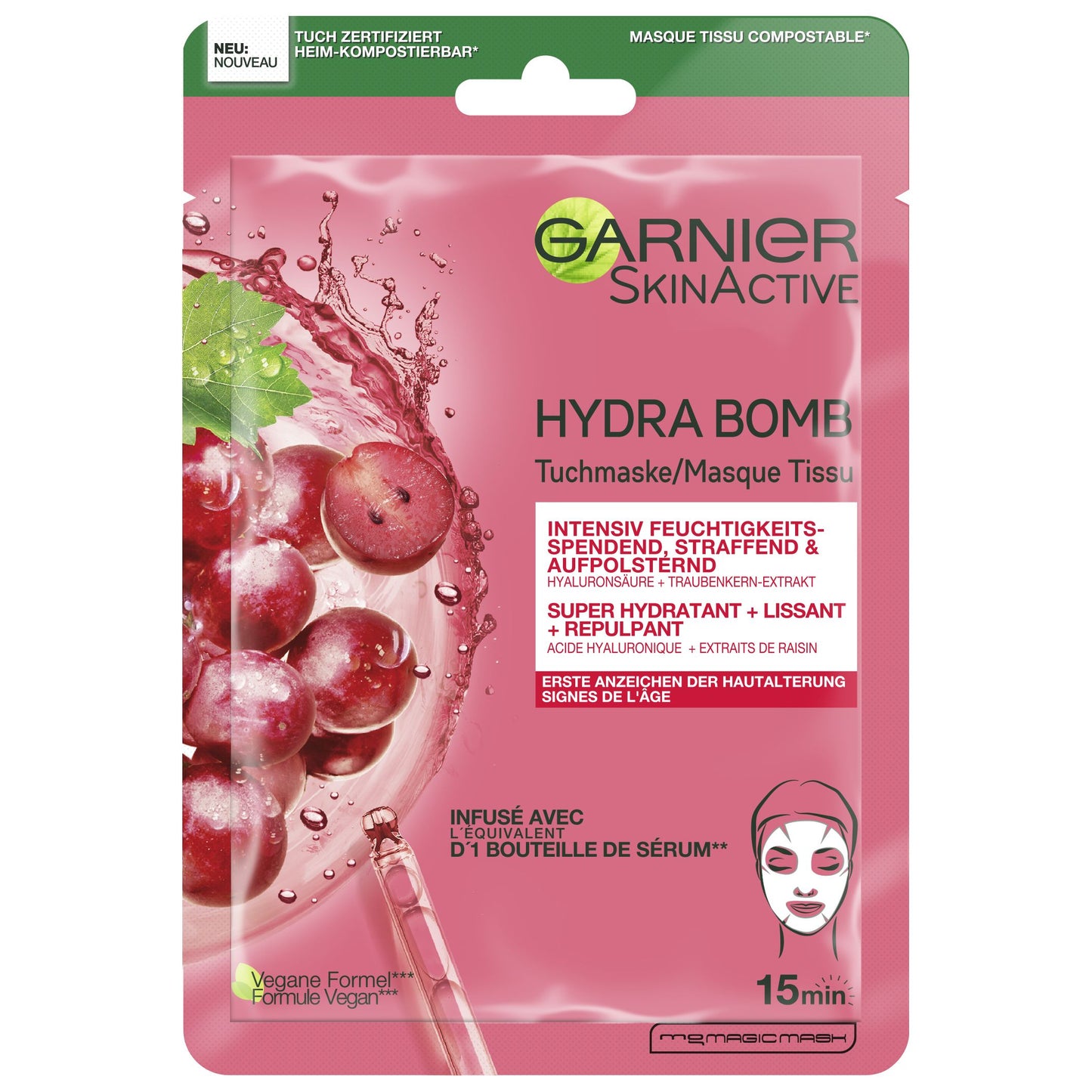 Maskë për лице Garnier me rrush Hydra Bomb Anti Age Grape, 28 гр