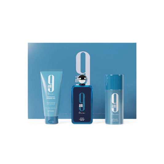 Gift Set Afnan 9AM Dive Eau De Parfum, 100 ml Shower Gel, 150 ml + Deospray, 150 ml
