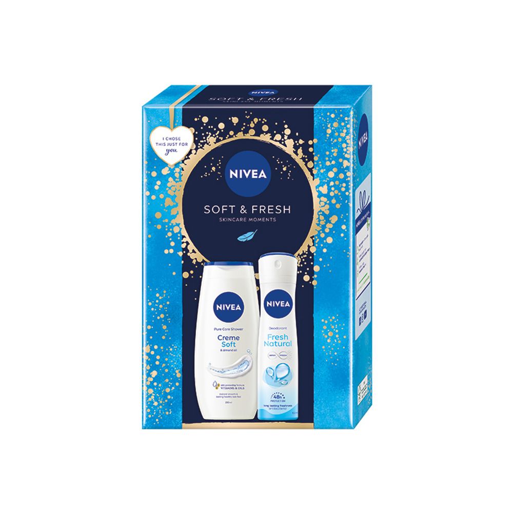 Set për femra Nivea Creme Soft Shower Gel, 250 ml + Fresh Natural Deodorant, 150 ml